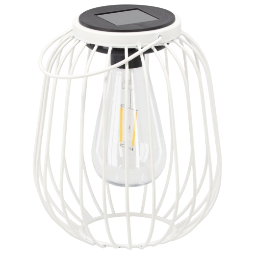 Solárny kovový lampáš biely 19 cm
