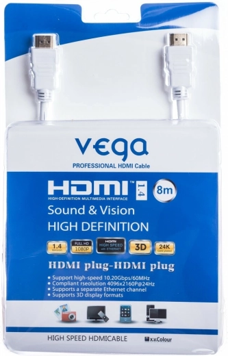 Vega HDMI kábel 8 m biely