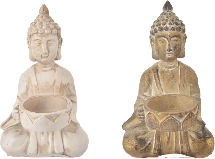 Svietnik Budha z polyresinu 9 × 9 × 14 cm (2 varianty)