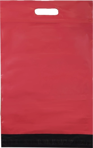 Červené kuriérske plastové obálky s uchom 400 × 500 + 70 mm, 50 ks, potlač Thank You