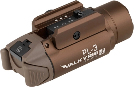 Taktické zbraňové svetlo Olight PL-3R Valkyrie Desert Tan, nabíjateľné 900 mAh