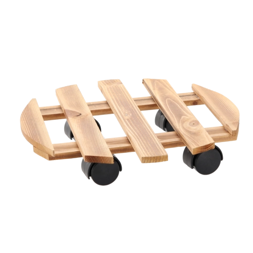 Drevený okrúhly podstavec pod kvetináč na kolieskach 36 cm