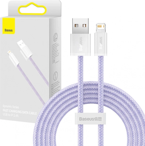 Baseus Dynamic pletený kábel USB–Lightning 2 m, 2,4 A, fialový
