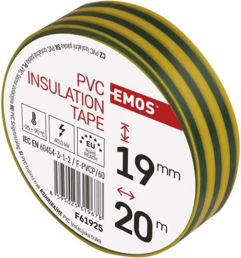 Izolačná páska PVC 19 mm × 20 m žlto‑zelená