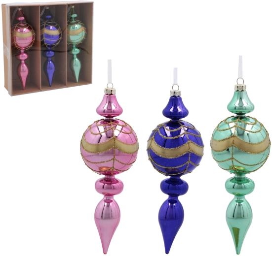 Sada plastových vianočných špíc 17 cm – mix farieb, 3 ks