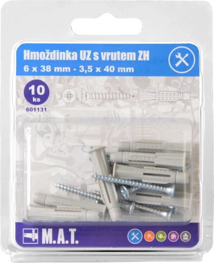 Uzlovacia hmoždinka s lemom 6 mm so skrutkou PH, pozink (10 ks)