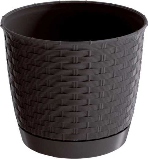 Kvetináč Ratolla Round 14,5 cm umbra s miskou