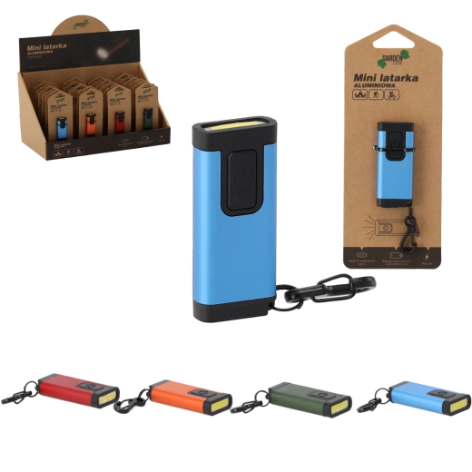 Hliníková vrecková baterka 1 W s USB‑C, mix farieb