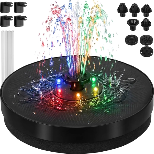 Solárna plávajúca záhradná fontána s RGB LED osvetlením Gardlov