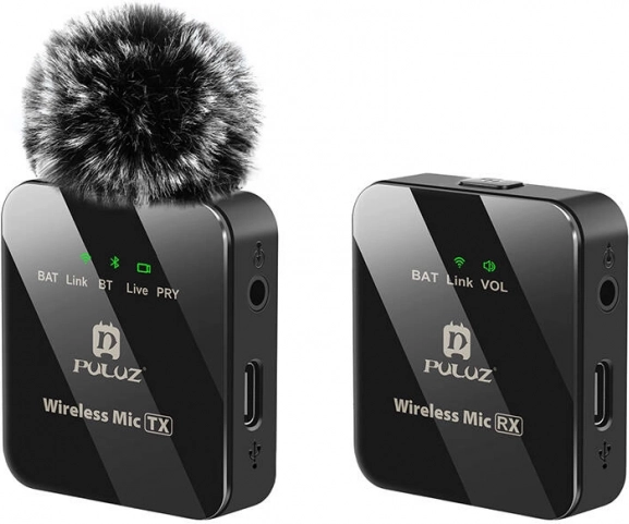 Bezdrôtový klopový mikrofón Puluz 1 TX + 1 RX