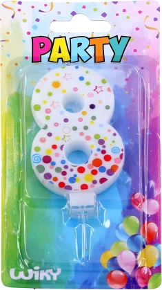 Párty sviečka číslo 8 Bodky