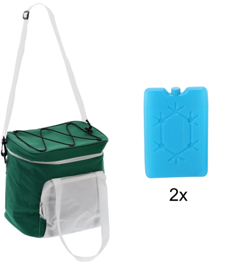 Termotaška 14 l zeleno-biela s dvoma chladiacimi vložkami