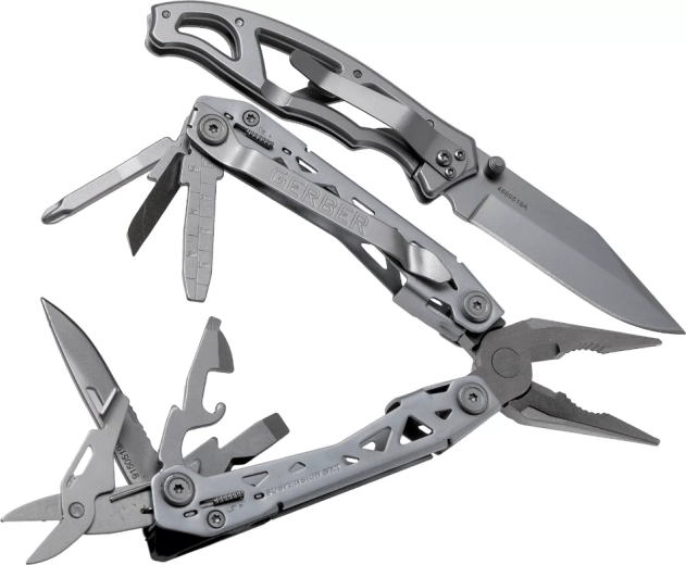 Gerber sada Suspension NXT a Paraframe – multifunkčné kliešte (15 funkcií) a vreckový nôž