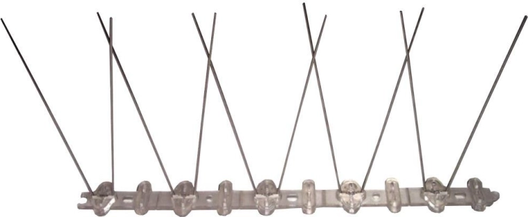 Ochranné hroty proti holubom, 25 × 11 cm, plast a nerez, 10 hrotov