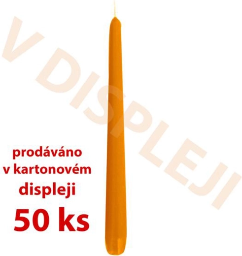 Kónické parafínové sviečky oranžové 18,5 × 2,3 cm (50 ks)