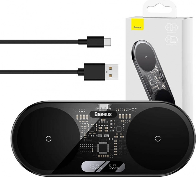 Bezdrôtová nabíjačka Baseus s digitálnym LED displejom, 20W