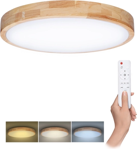 Solight LED stropné a nástenné svietidlo Solid Oak s diaľkovým ovládačom 48 W 39 cm stmievateľné CCT