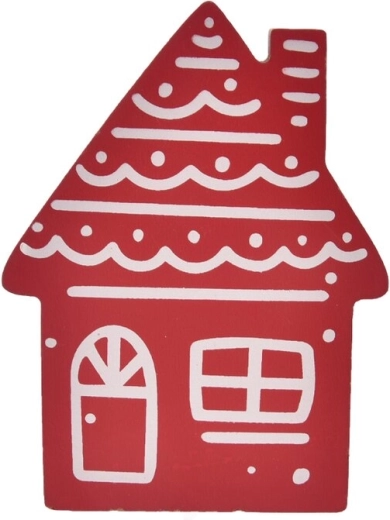 Drevený dekoratívny domček červený/biely 15 cm