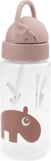 Done by Deer fľaša s slamkou Ozzo ružová 350 ml