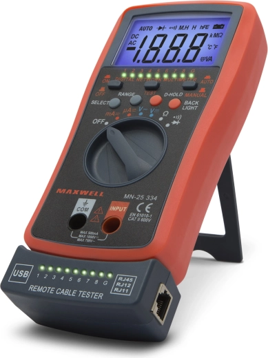 Digitálny multimeter s automatickým rozsahom a testerom káblov
