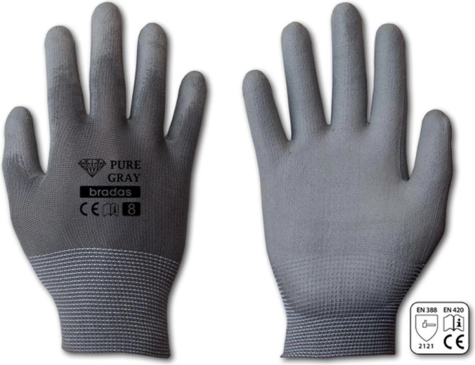 Ochranné rukavice Pure Gray PU veľkosť 10 (XL)