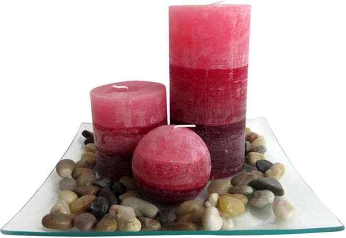 Darčeková sada sviečok na sklenenom podnose Provence – škorica