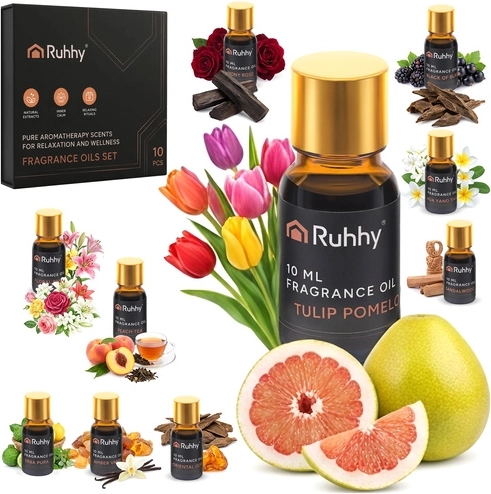 Sada vonných olejov RUHHY 10 × 10 ml s kvapkadlami
