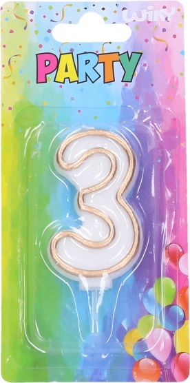 Párty sviečka číslo 3 - zlatá