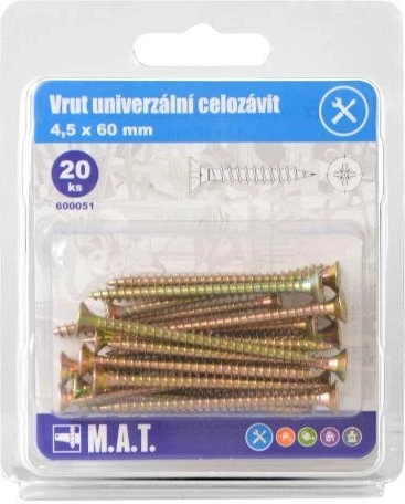 Univerzálny skrutka celzávit 4,5 × 60 mm, zinkovaný, 20 ks