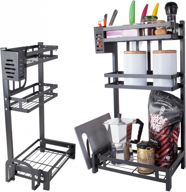 Kovový trojposchodový kuchynský organizér