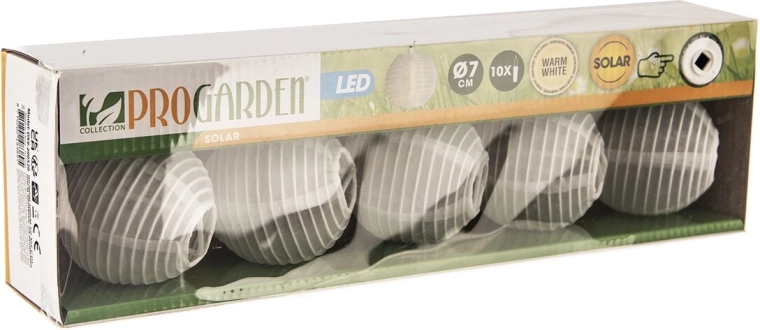 Solárna LED lampiónová reťaz biela 10 ks 4 m