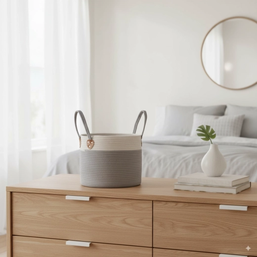 Okrúhly textilný kôš na bielizeň a hračky 33 × 27 cm – sivý