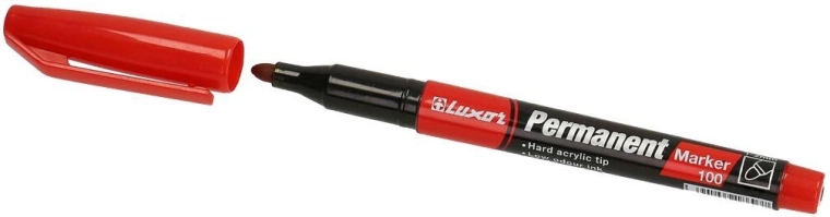 Permanentný popisovač LUXOR 100, červený, 1–2 mm
