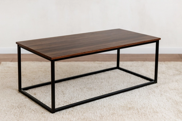 Konferenčný stolík loft 110 × 55 × 43 cm, hnedý dekor dreva, čierny kov