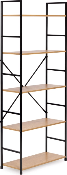 Moderná široká drevená knižnica LOFT 5 políc