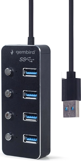 usb 3.1 gen 1 hub 4 porty s vypínačmi, čierny