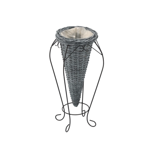 Prútený obal na kvetináč na nožičkách sivý 20 × 54 cm