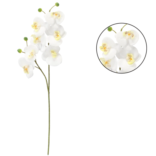 Umelá orchidea vetva 64 cm biela