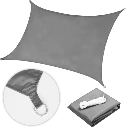 Vodeodolná tieniaca plachta 5 × 5 m štvorec, sivá, MultiGarden