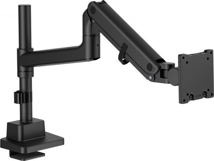 Jednoramenný držiak na monitor so stolovou svorkou a plynovou pružinou, až 57" / 27 kg, VESA 75x75 a 100x100, čierny