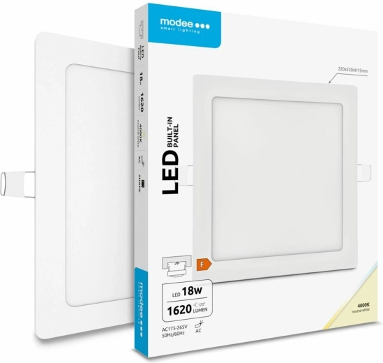 Modee Lighting LED vstavaný štvorcový panel 18 W, neutrálna biela, 1620 lm