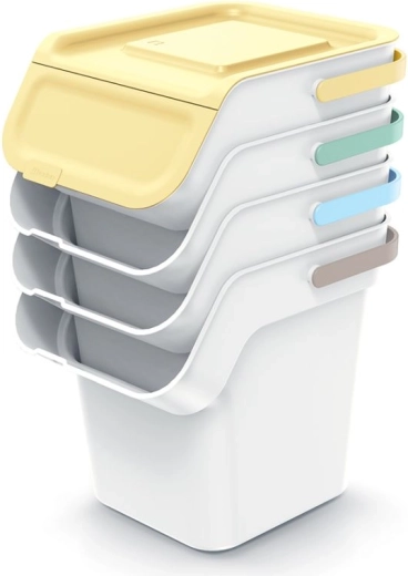 Skladacia sada košov na triedený odpad s uhlíkovým filtrom 4×20 l