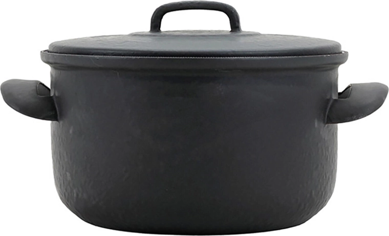 Smaltovaný hrniec s pokrievkou 24 cm, 5 l – čierny mat s modrým smaltom