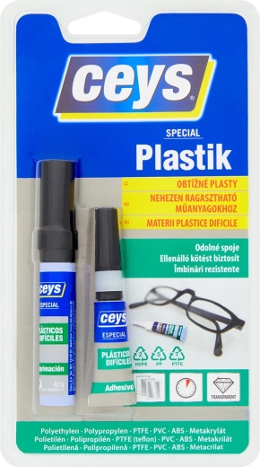 Lepidlo na ťažko lepiteľné plasty 3 g + 2 ml / 4 ml CEYS