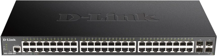 D-Link DGS‑1250-52X gigabitový riaditeľný switch 48× GE a 4× SFP+ 10G