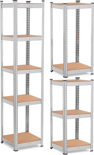 Kovový regál HUMBERG 180 × 40 × 40 cm, 5 políc, nosnosť 500 kg