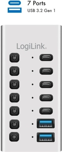 USB hub 7× portov s vypínačmi a káblom 2 v 1
