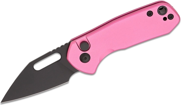 Vreckový nôž CJRB Mini Pyrite, 5,5 cm, čierna PVD čepeľ, ružová hliníková rukoväť