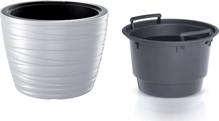 Nízky kvetináč s vložkou MAZE 37,5 cm – biely