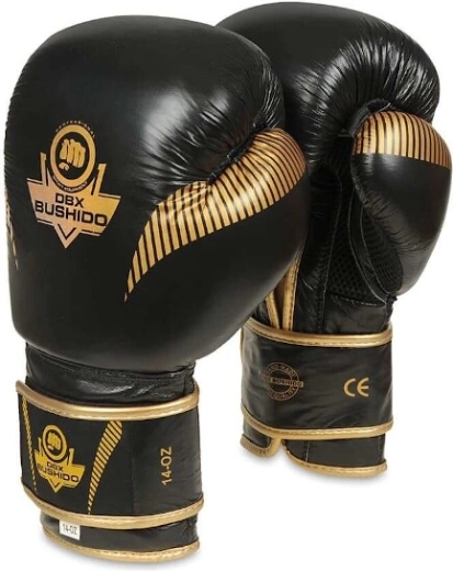 Boxerské rukavice DBX Bushido, čierno‑zlaté